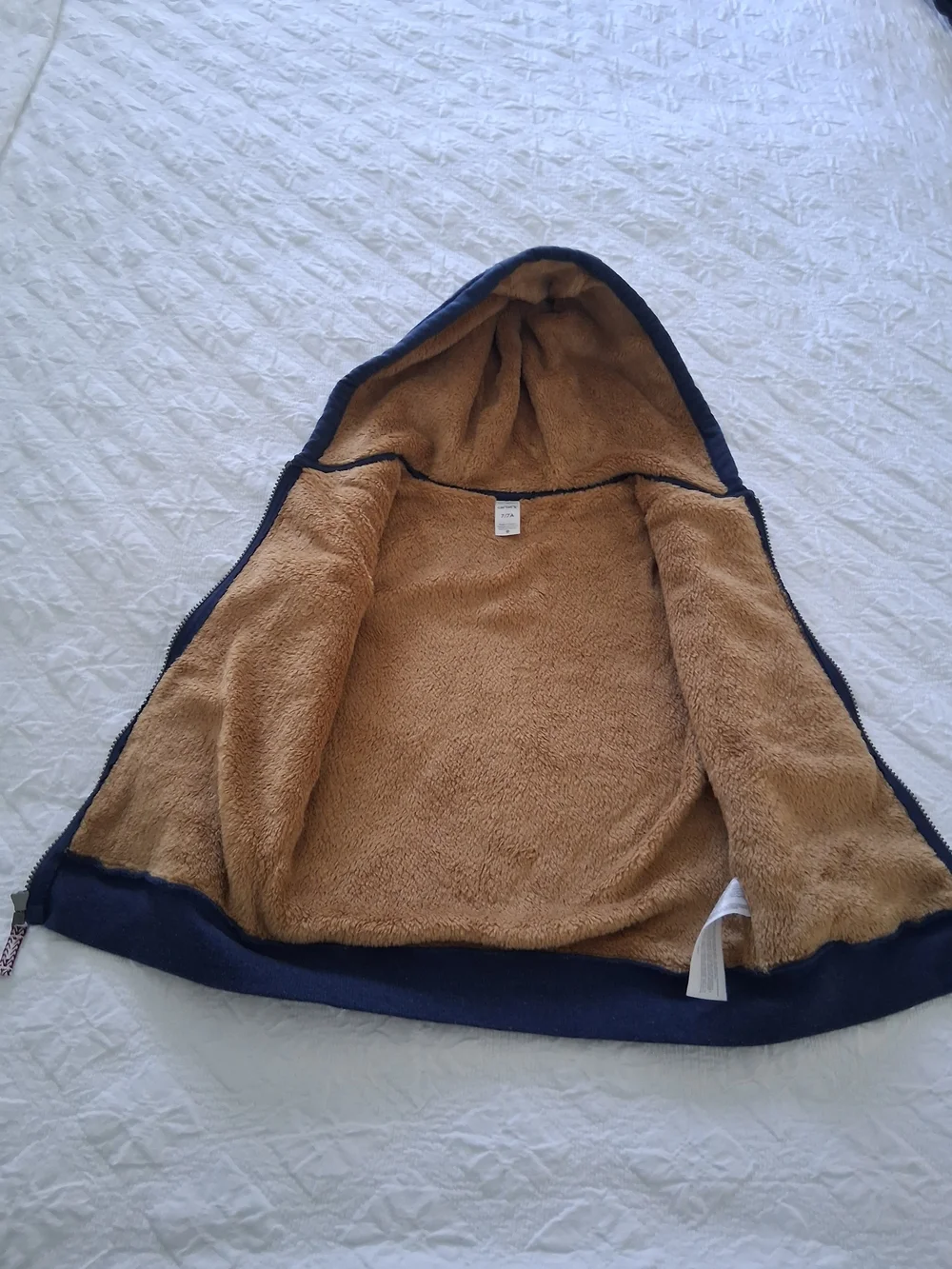 Carter's Boy's Dark Blue Full-Zip Hooded Sweatshirt Size 7 Years Cozy Outdoors